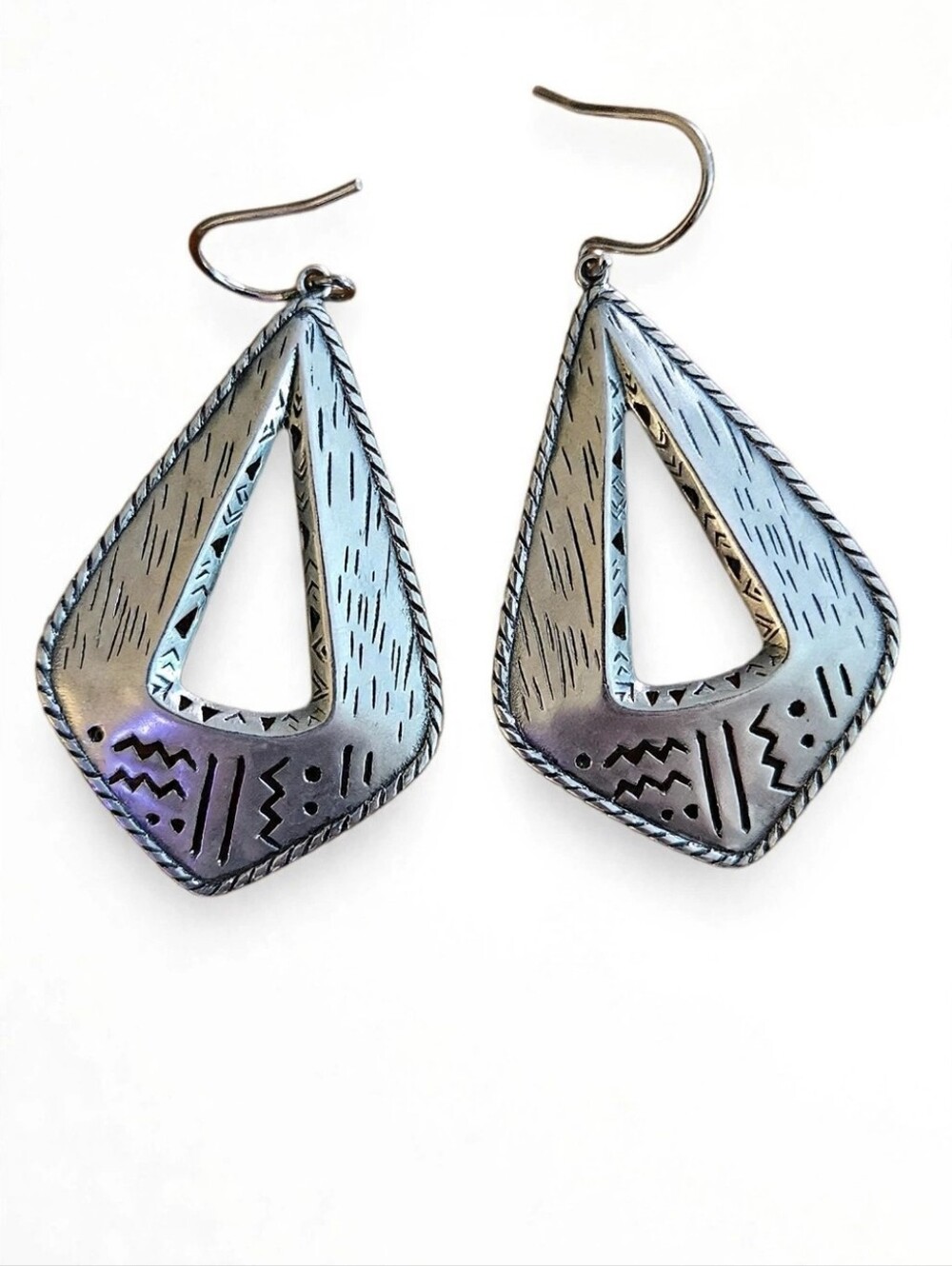 Silpada Silver Etched Open-Frame Dangle Earrings